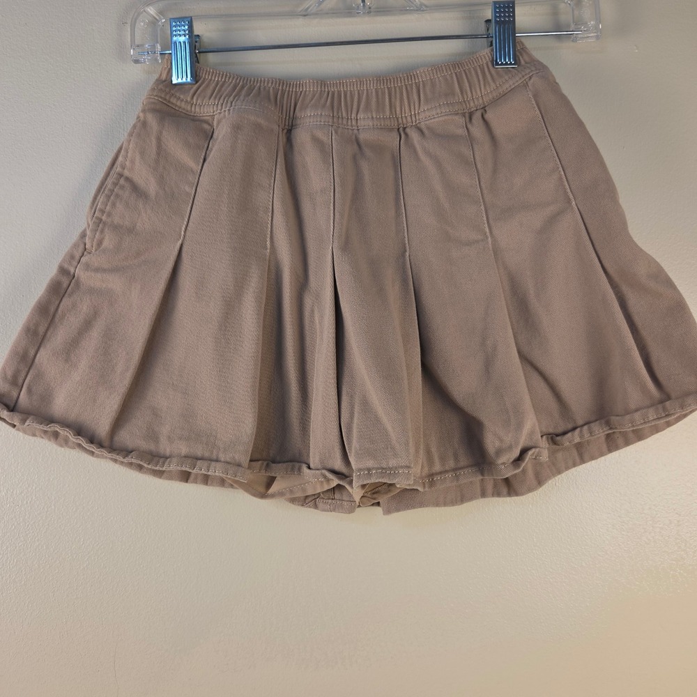 Abercrombie Kids Khaki Tan Pleated Skort Size 9/10 Elastic Waist Side Pockets